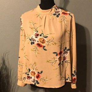 Floral mock neck top